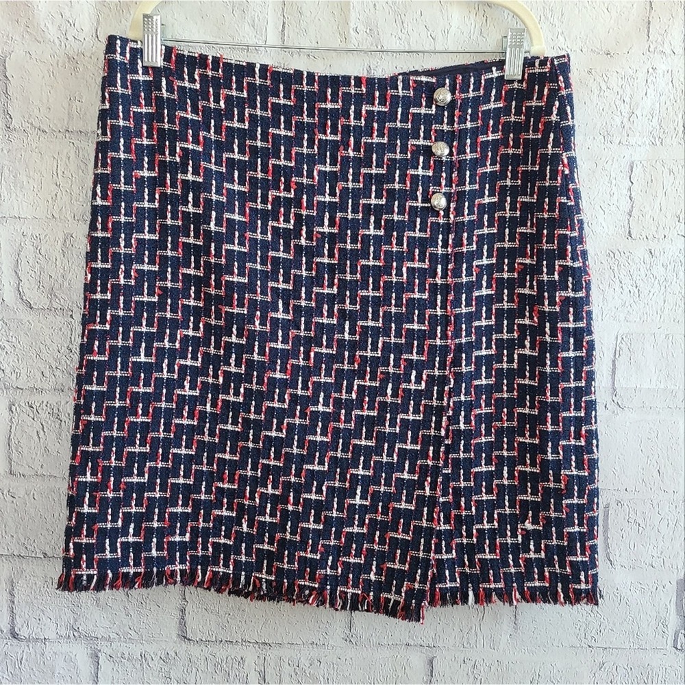 Talbots Navy Blue Boucle Wrap Skirt NWT SZ 16P